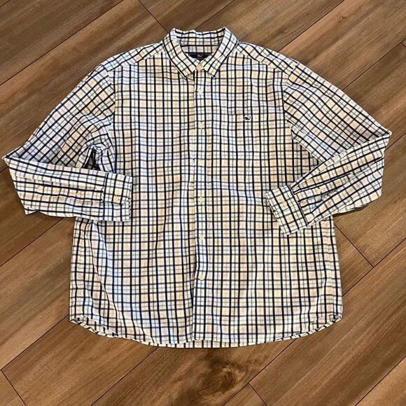 Vineyard Vines‎ Blue Plaid Buttonup Men Small Bin M-100 - Picture 1 of 4